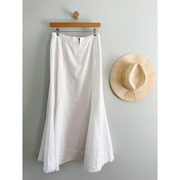 Madewell | NWT Fluted Midi Skirt in Tile White | Sz 26 - Picture 6 of 10